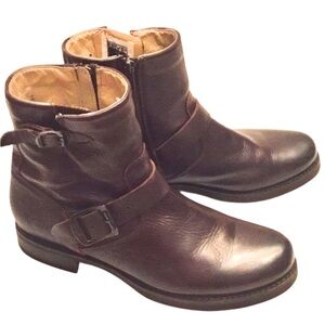 Frye Veronica 6” Shortie Boots Dark Brown Leather Ankle Booties Size 9